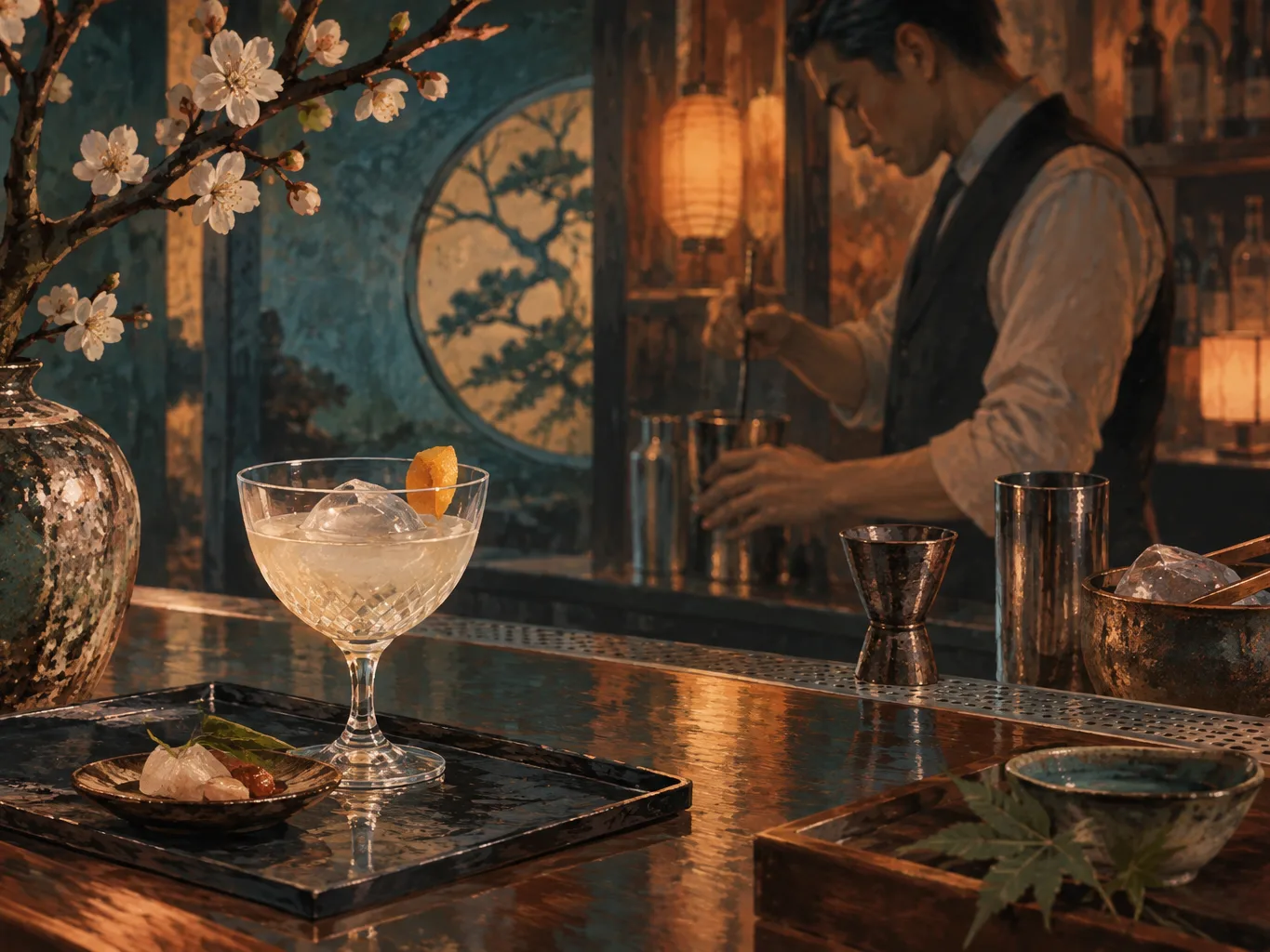 夜間飲食與音樂文化主題插畫。