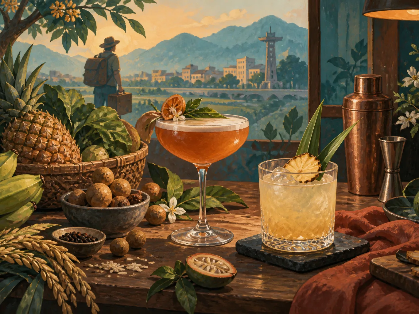 夜間飲食與音樂文化主題插畫。
